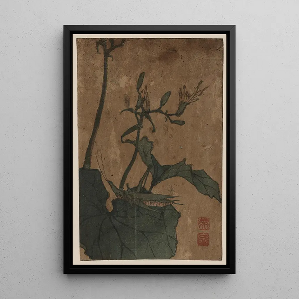 Sauterelle - Keisai Eisen — framed artwork on a wall