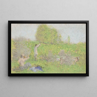 Woman and children by a river - Ker Xavier Roussel — framed artwork on a wall