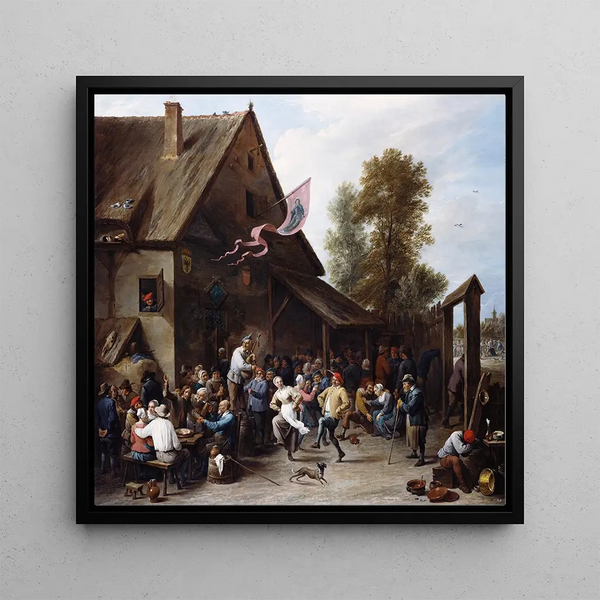 Kermesse le jour de la Saint-Georges - David Teniers The Younger — framed artwork on a wall