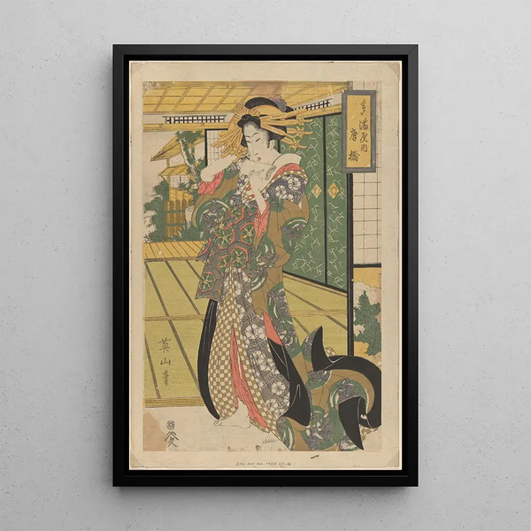 Geisha - Kikukawa Eizan — framed artwork on a wall