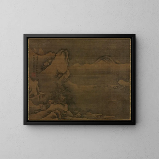 Snowy landscape painting with figures - Kim Si — framed artwork on a wall