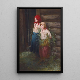 Filles du village - Kirill Vikentevich Lemokh — framed artwork on a wall