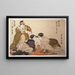 Nibijin udezum Bras de fer entre deux beautés - Kitagawa Utamaro — framed artwork on a wall