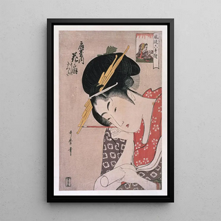 Ogiya Hanagi Hanagi de giya énigme picturale - Kitagawa Utamaro — framed artwork on a wall