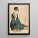 Woman with Thread - Kitagawa Utamaro — framed artwork on a wall
