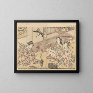 Courtesanes arrangeant des fleurs - Kitao Shigemasa — framed artwork on a wall