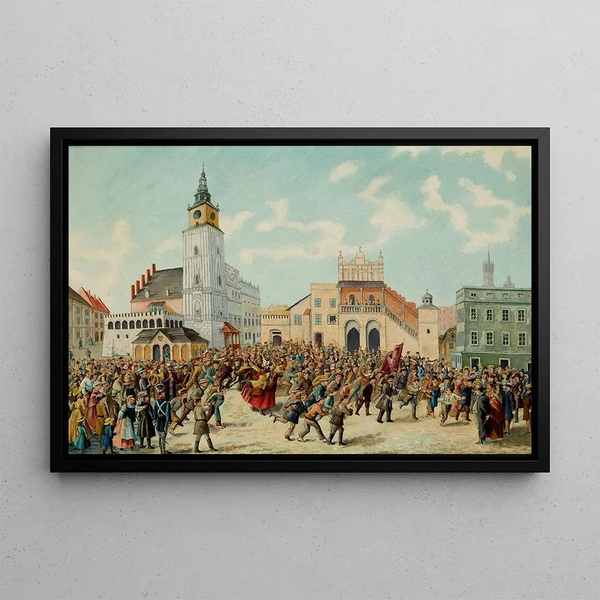 Lajkonik on the main square in Kraków - Klemens Bąkowski — framed artwork on a wall