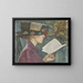 Young woman reading on the right with a bonnet - Klementine Noll-Prenger — framed artwork on a wall