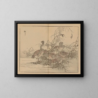 Bairei gafu painting, plate 43 - Kono Bairei — framed artwork on a wall