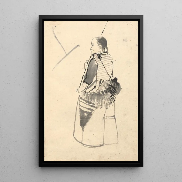 Dancer in Fisherman's Costume - Kono Bairei — framed artwork on a wall