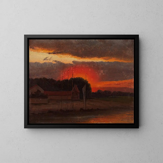 L'Elbe at sunset - Knud Baade — framed artwork on a wall