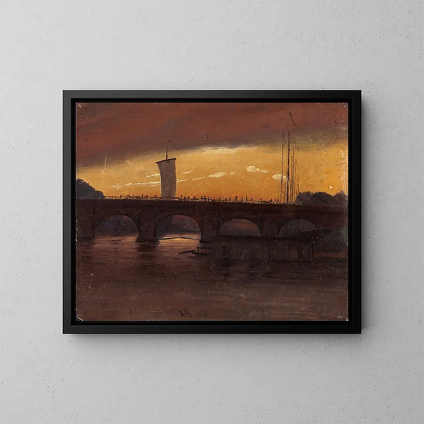 View of Dresden with the August Bridge - Knud Baade — framed artwork on a wall