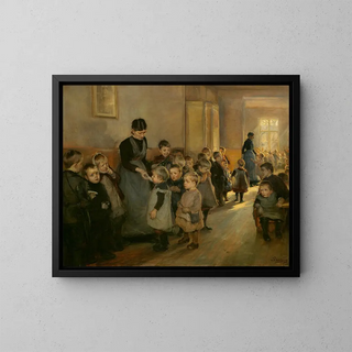 A School Break - Knud Erik Larsen — framed artwork on a wall