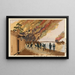 Grand fire in Ryogoku sketch from Hamach on January 26, 1881 - Kobayashi Kiyochika — framed artwork on a wall