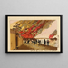 Grand fire at Rygoku sketch from Hamach - Kobayashi Kiyochika — framed artwork on a wall