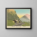 House of Sweet Sake at the foot of Mount Hakone, 6:00 PM on a spring day - Kobayashi Kiyochika — framed artwork on a wall