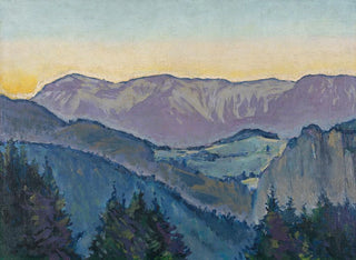View of the Rax from the Mautner von Markhof villa at dusk - Koloman Moser — artwork view