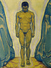 Young nude man standing between rocks - Koloman Moser — artwork view
