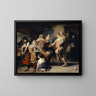 Pestalozzi painting with the orphans of Stans - Konrad Grob — framed artwork on a wall