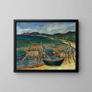 Boats on the Sea - Konrad Mägi — framed artwork on a wall