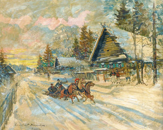 Accordionist in a Sledge - Konstantin Alexeïevitch Korovine — artwork view