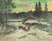 Hunting scene painting of a man talking with a woman in a sleigh - Konstantin Alexeïevitch Korovine — artwork view