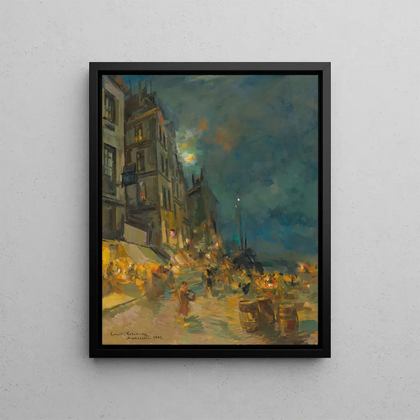 Night Quai de Marseille Painting - Konstantin Alexeïevitch Korovine — framed artwork on a wall