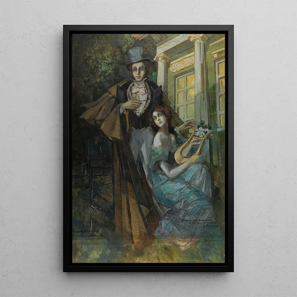 Pouchkine et la muse - Konstantin Alexeïevitch Korovine — framed artwork on a wall