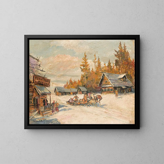 Winter Sleigh Ride Painting - Konstantin Alexeïevitch Korovine — framed artwork on a wall