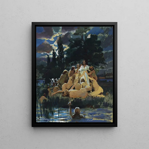 Sirens Painting - Konstantin Egorovich Makovsky — framed artwork on a wall