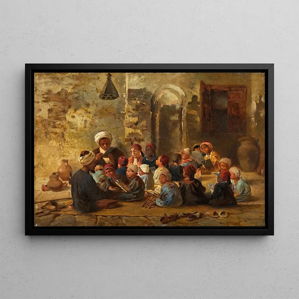 Classroom in Cairo - Konstantin Egorovich Makovsky — framed artwork on a wall