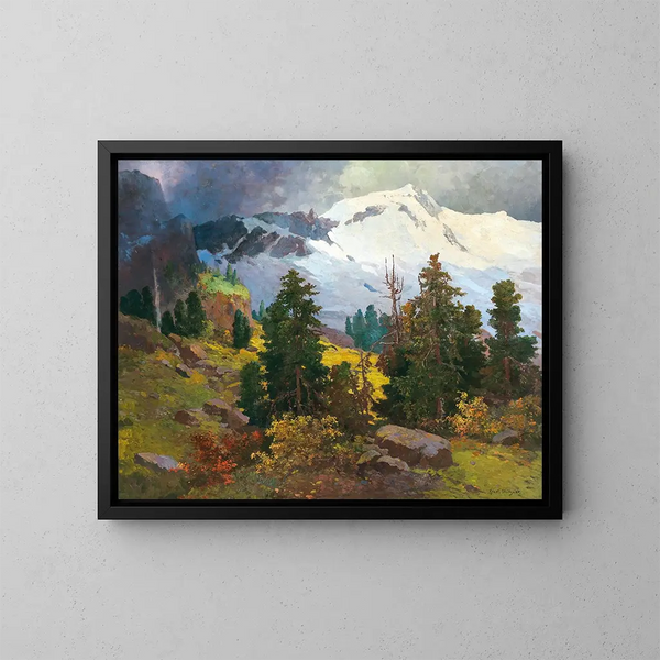 A vast mountain landscape - Konstantin Stoitzner — framed artwork on a wall