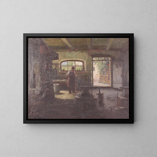 an Old Farrier - Konstantin Stoitzner — framed artwork on a wall