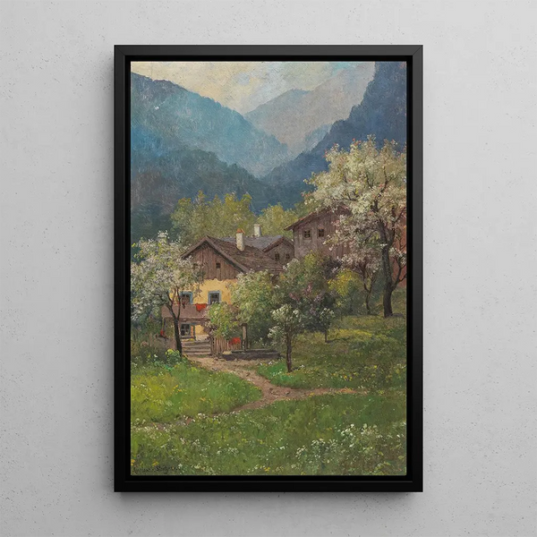Trees in Bloom Lilacs in Bloom - Konstantin Stoitzner — framed artwork on a wall