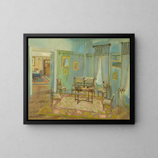 Interior bedroom painting - Konstantin Bauer — framed artwork on a wall