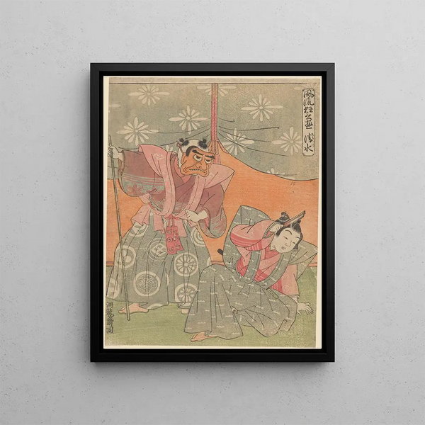 Two actors - Koryusai Isoda — framed artwork on a wall