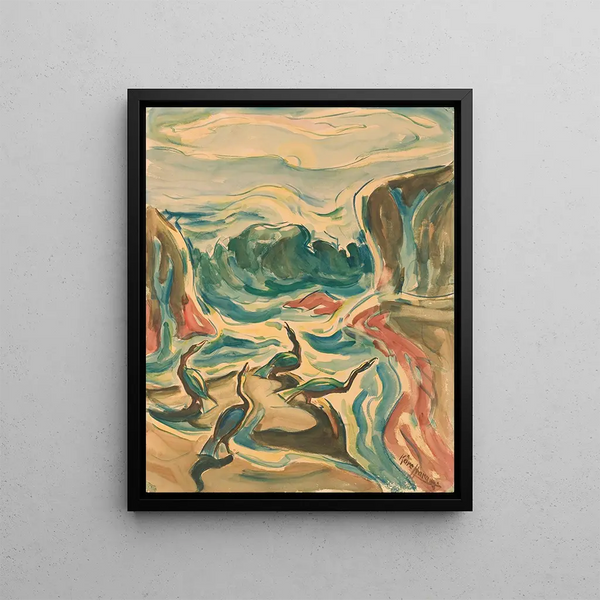 Cormorants - Käthe Kollwitz — framed artwork on a wall