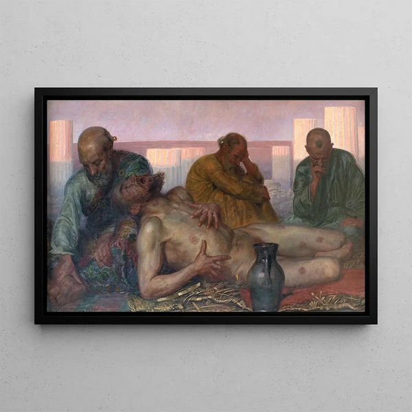 Job and His Friends - Kristian Zahrtmann — framed artwork on a wall