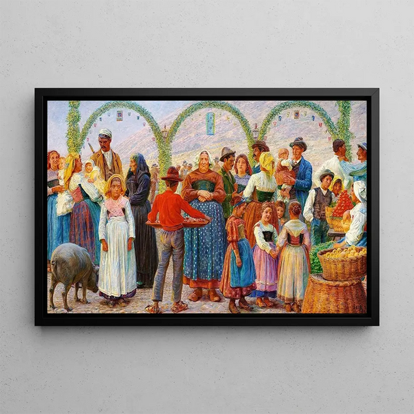 Market at Civita d'Antino - Kristian Zahrtmann — framed artwork on a wall