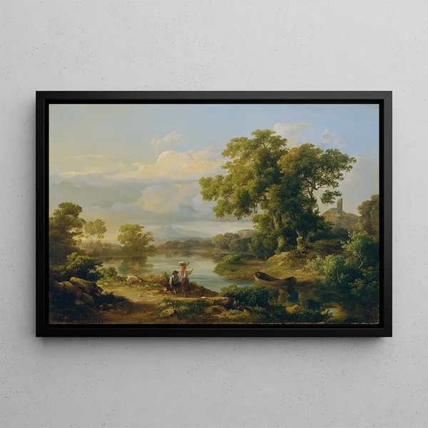 Spring by the riverbank - Károly Markó — framed artwork on a wall