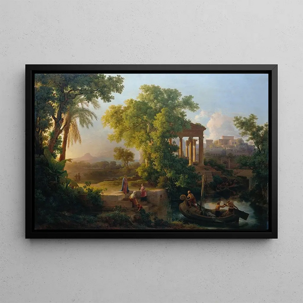 Landscape with the Vocation of Saint Peter - Károly Markó — framed artwork on a wall