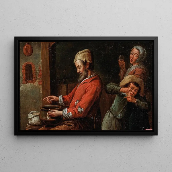 The Louse Hunter - Krzysztof Lubieniecki — framed artwork on a wall