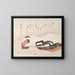 Belt and fan on a piece of fabric - Kubo Shunman — framed artwork on a wall