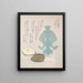 Porte-louche bleu en céladon et autres objets pour la cérémonie du thé - Kubo Shunman — framed artwork on a wall