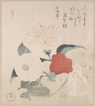 Kubo Shunman - Camellia Flowers a Netsuke and a Seal.webp