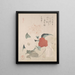 Camellia Flowers Painting, a netsuke, and a seal - Kubo Shunman — framed artwork on a wall