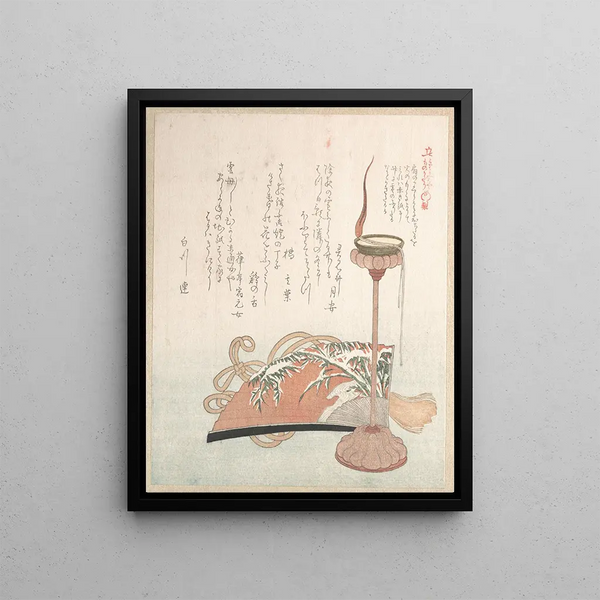 Bougeoir et éventail - Kubo Shunman — framed artwork on a wall