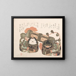 Toys in papier mâché - Kubo Shunman — framed artwork on a wall