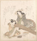 Two Courtesans, one playing the Koto harp and the other reading a letter - Kubo Shunman — artwork view