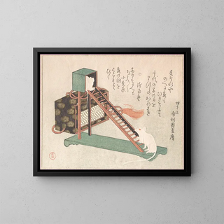 White mice playing - Kubo Shunman — framed artwork on a wall